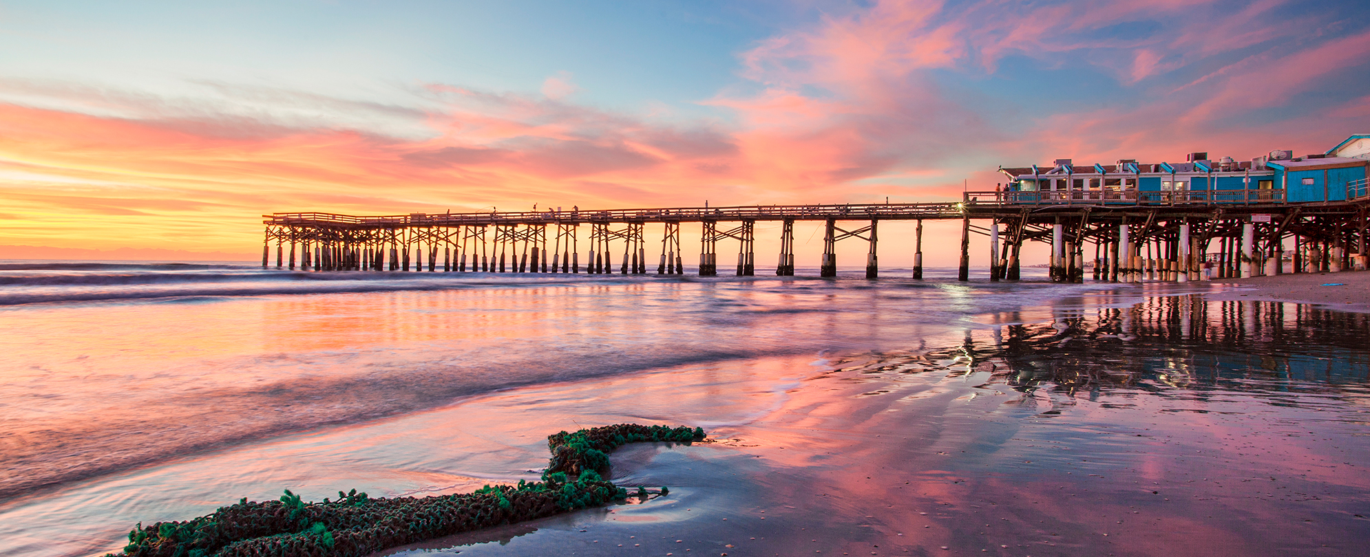 The Cocoa Beach Pier at sunset, one of the closest beaches to Orlando, Florida.