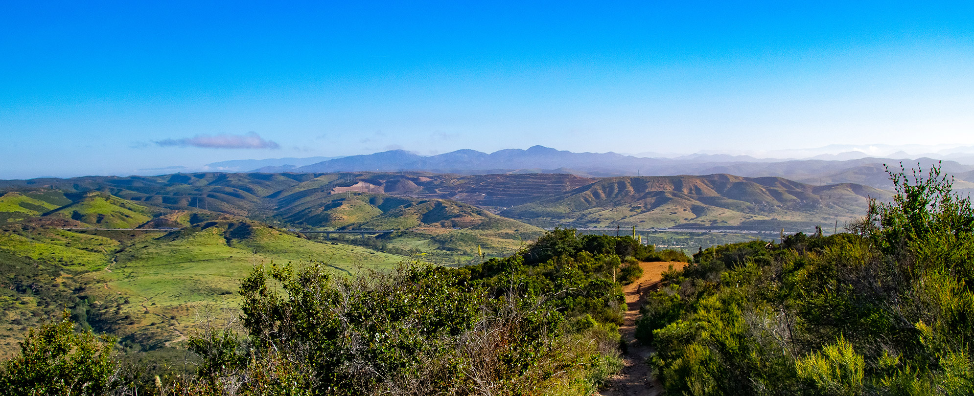 Mountains on the horizon near San Diego, California.