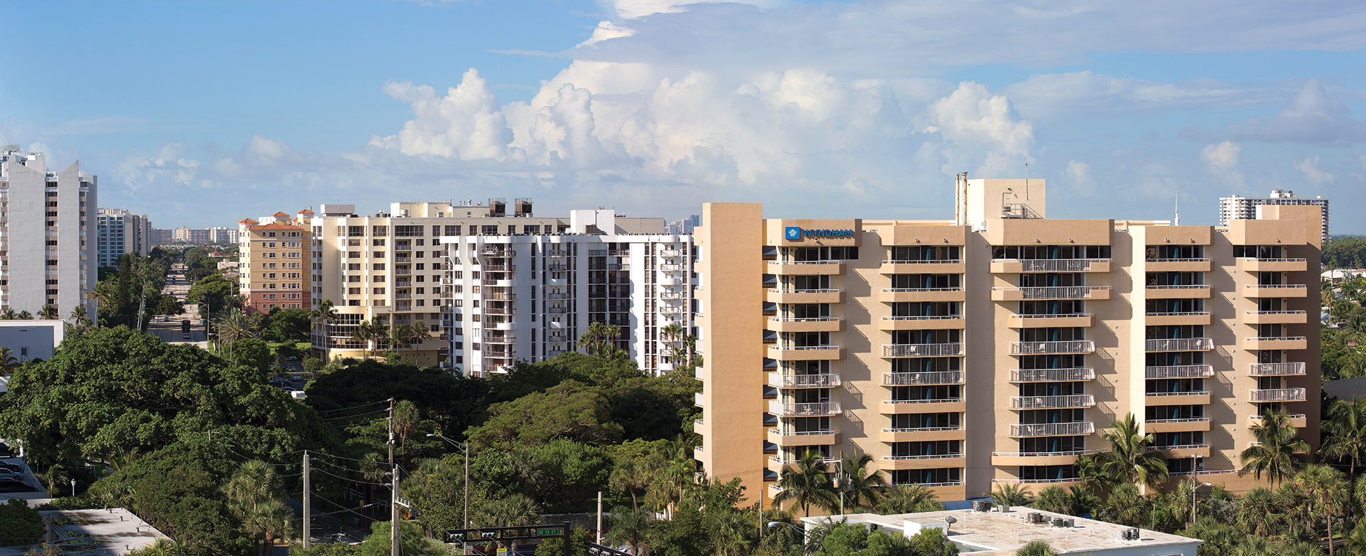 The exterior of Club Wyndham Santa Barbara, a timeshare resort in Fort Lauderdale, FL.