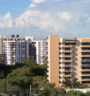 The exterior of Club Wyndham Santa Barbara, a timeshare resort in Fort Lauderdale, FL.