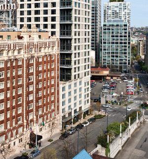 The exterior of WorldMark The Camlin in downtown Seattle, Washington