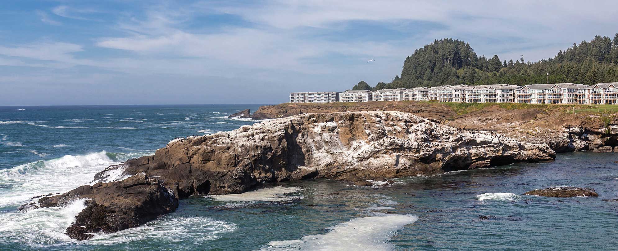 The rocks and waves on the Oregon coast in Depoe Bay.